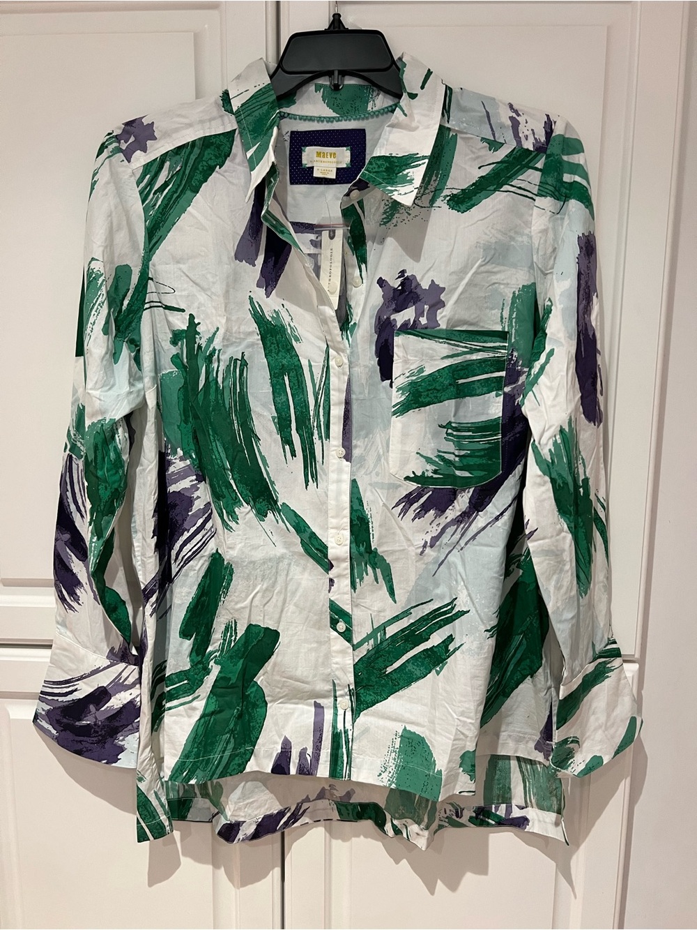 Maeve Printed Buttondown Shirt 100% Cotton NWT Size XL Abstract Motif